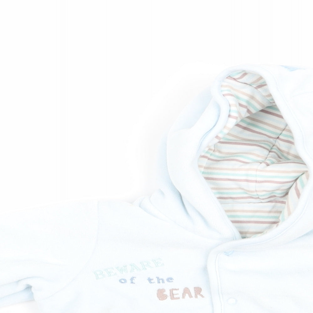 Marks and Spencer Boys Blue Animal Print  Basic Coat Coat Size 3-6 Months  - Beware of the Bear
