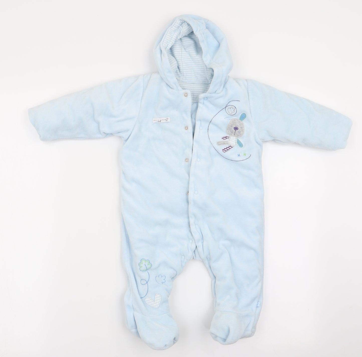 Marks and Spencer Boys Blue Animal Print   Snowsuit Size 3-6 Months