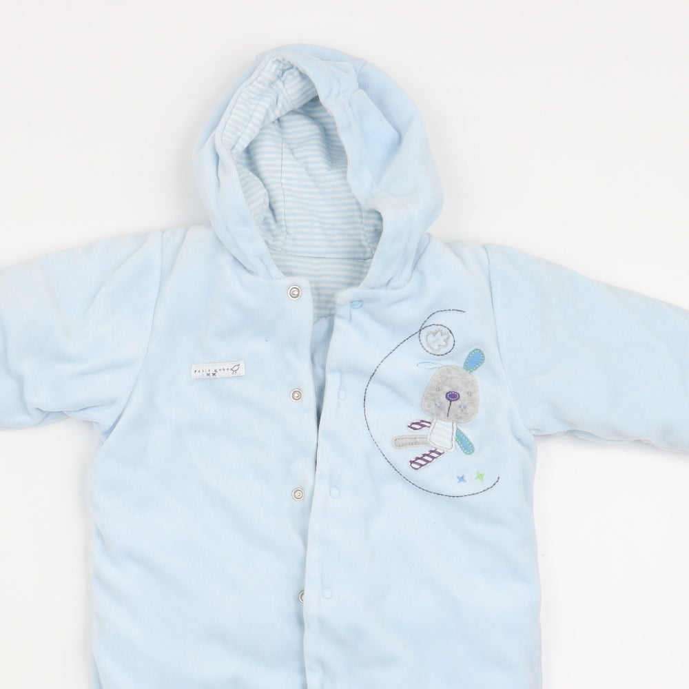 Marks and Spencer Boys Blue Animal Print   Snowsuit Size 3-6 Months