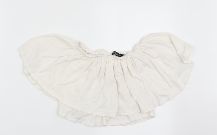 Boohoo Womens Ivory   Cropped T-Shirt Size 6