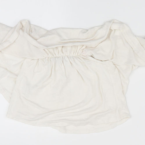 Boohoo Womens Ivory   Cropped T-Shirt Size 6