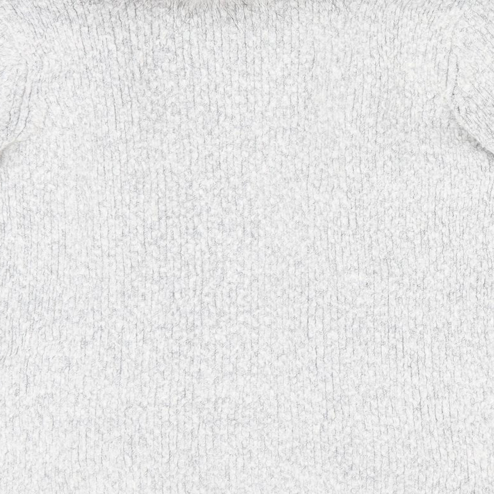 Primark Girls Grey   Cardigan Jumper Size 4-5 Years  - Faux Fur Trim