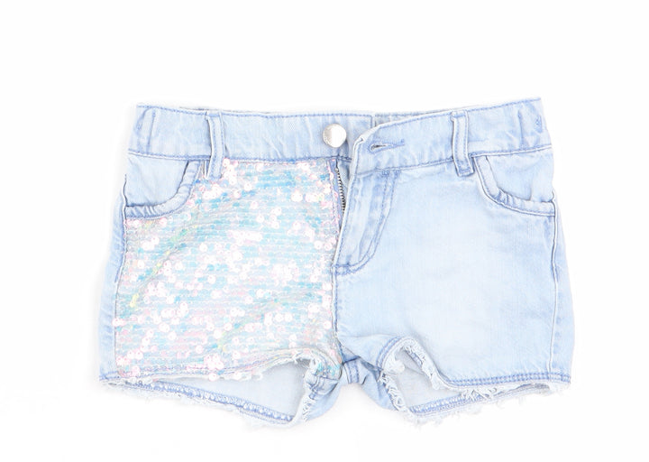 Florence and Fred Girls Blue   Hot Pants Shorts Size 5-6 Years - Distressed look
