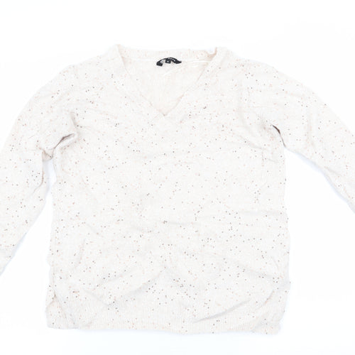 Peacocks Womens Beige   Pullover Jumper Size S  - Sequins all over
