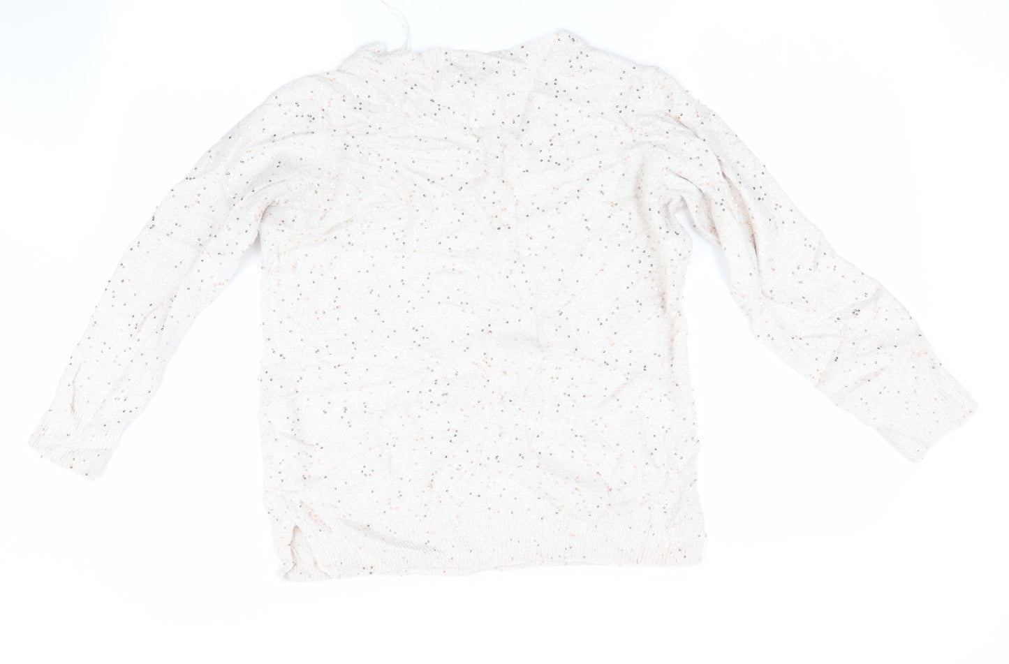Peacocks Womens Beige   Pullover Jumper Size S  - Sequins all over
