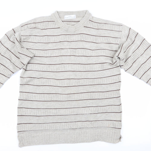 Marks and Spencer Mens Beige Striped  Pullover Jumper Size M