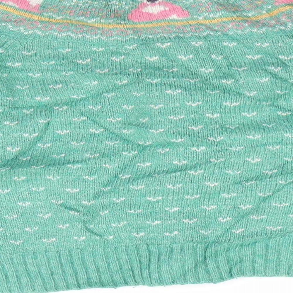 JoJo Maman Bébé Girls Green Animal Print  Cardigan Jumper Size 3-4 Years