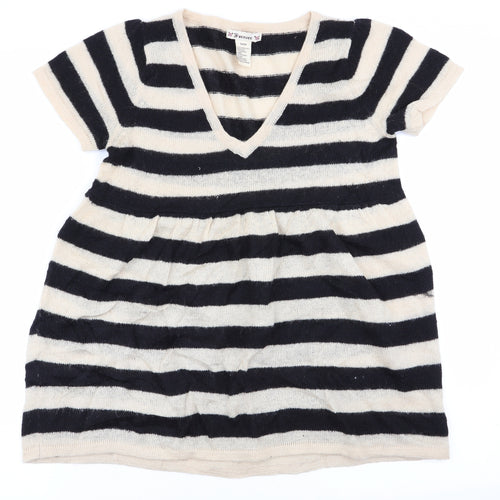 Forever Womens Black Striped  Pullover Jumper Size S