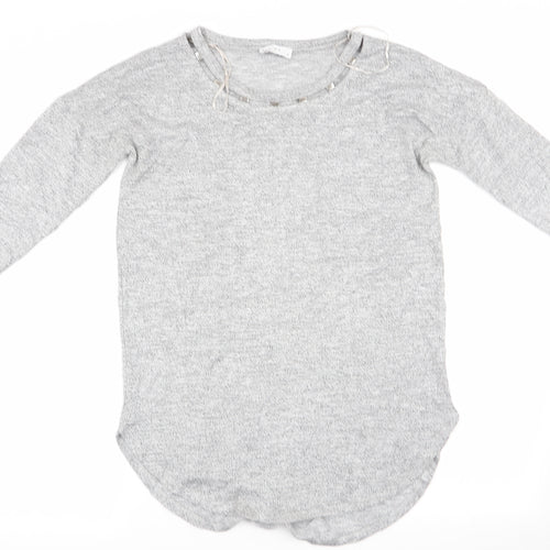 Papaya Womens Grey   Pullover Jumper Size S  - Detail neck
