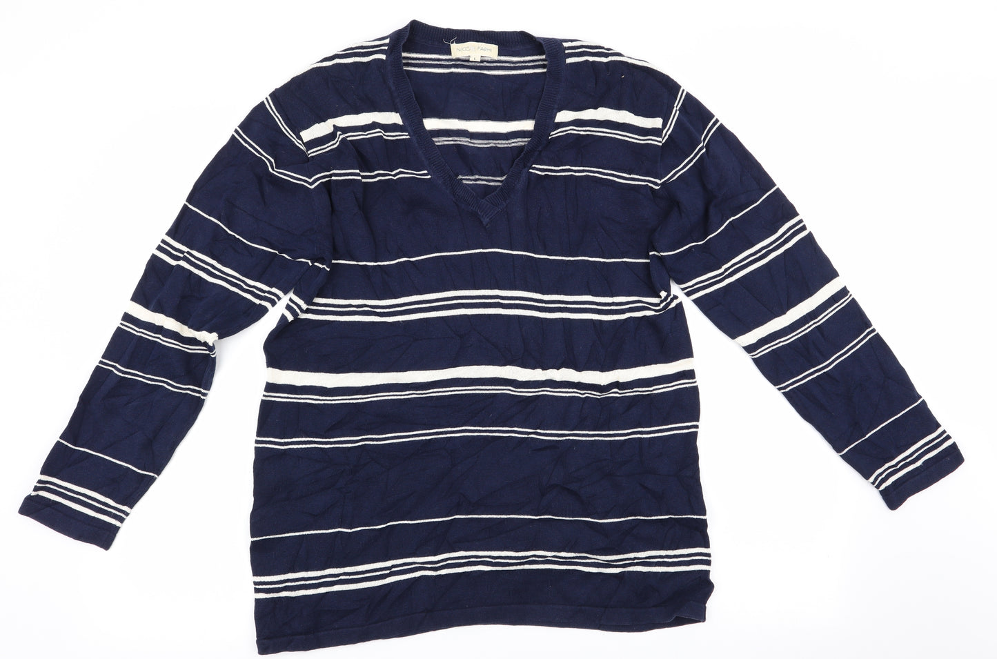 NICOLE FARHI Mens Blue Striped  Pullover Jumper Size L
