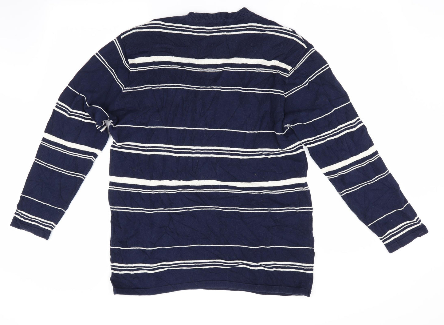 NICOLE FARHI Mens Blue Striped  Pullover Jumper Size L