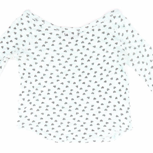 New Look Womens Green   Pullover Jumper Size 8  - heart print