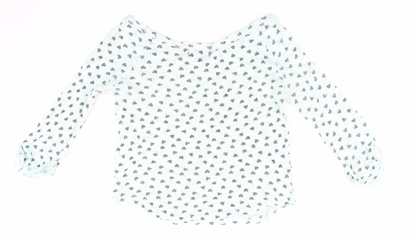 New Look Womens Green   Pullover Jumper Size 8  - heart print