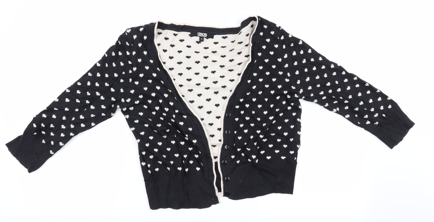 ASOS Womens Black Geometric  Cardigan Jumper Size 10
