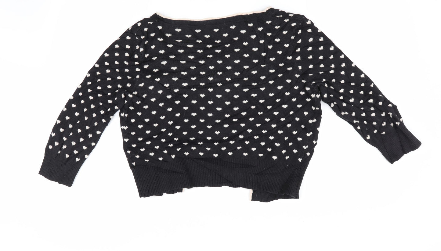 ASOS Womens Black Geometric  Cardigan Jumper Size 10