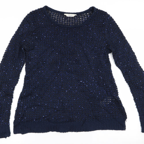 Peacocks Womens Blue   Pullover Jumper Size 14  - Sequins all over
