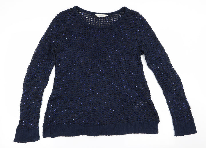 Peacocks Womens Blue Pullover Jumper Size 14 - Sequins all over