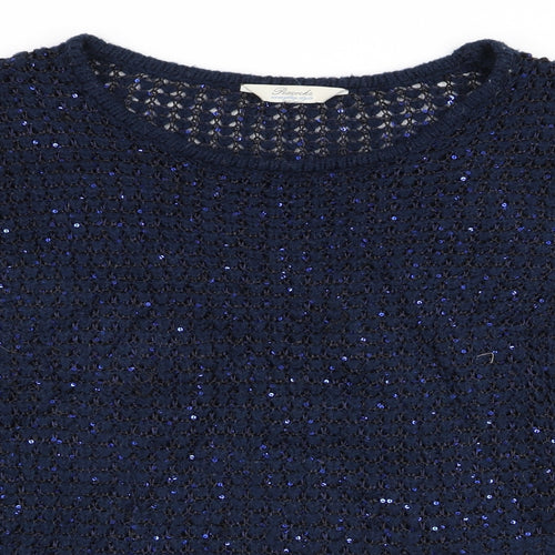 Peacocks Womens Blue   Pullover Jumper Size 14  - Sequins all over