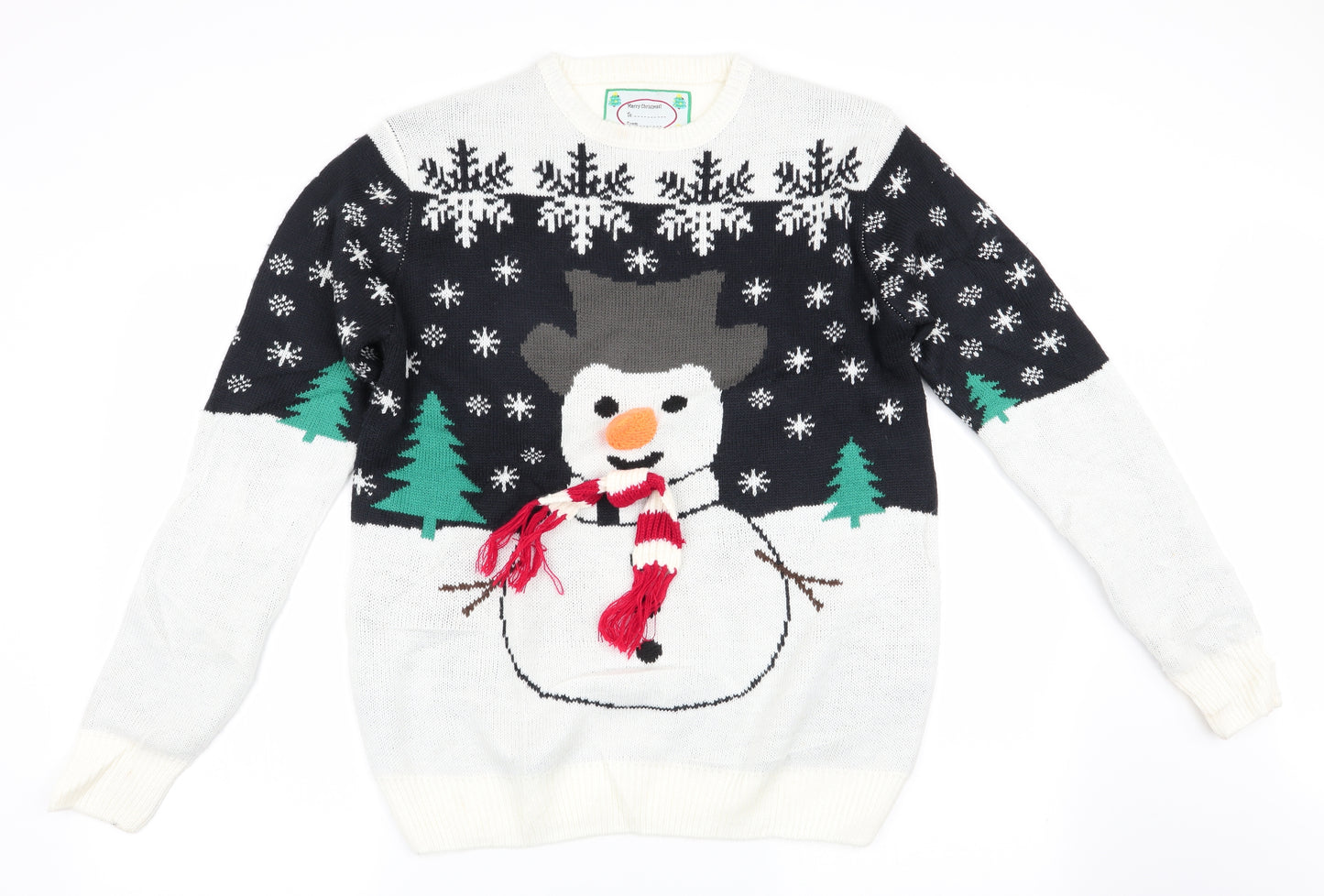 Cedar Wood State Mens Ivory Animal Print  Pullover Jumper Size M  - Christmas Jumper