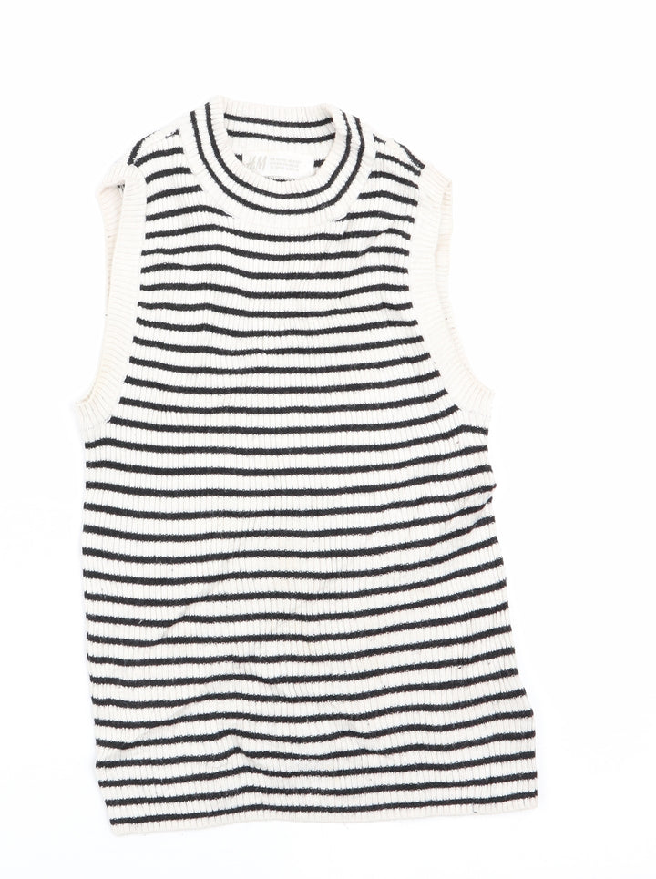 H&M Girls Black Striped Tunic Jumper Size 9-10 Years