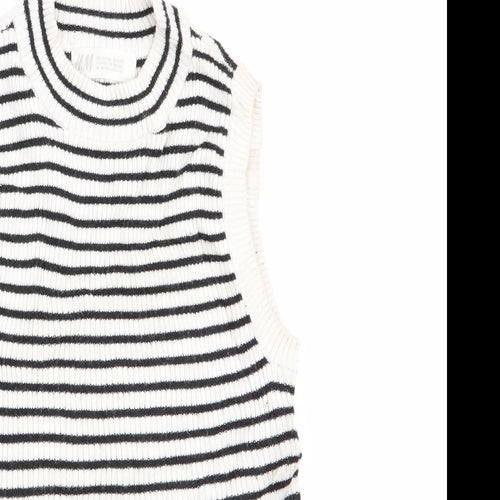H&M Girls Black Striped  Tunic Jumper Size 9-10 Years