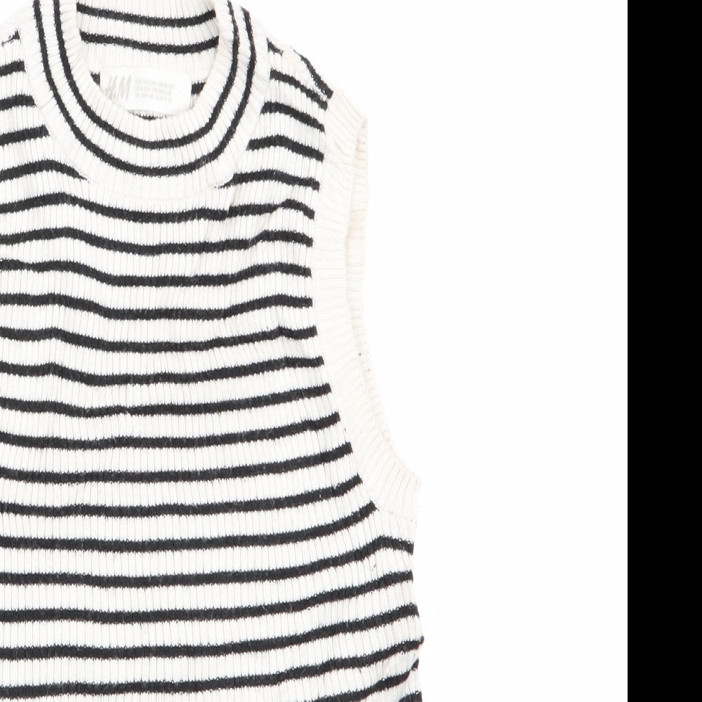 H&M Girls Black Striped  Tunic Jumper Size 9-10 Years