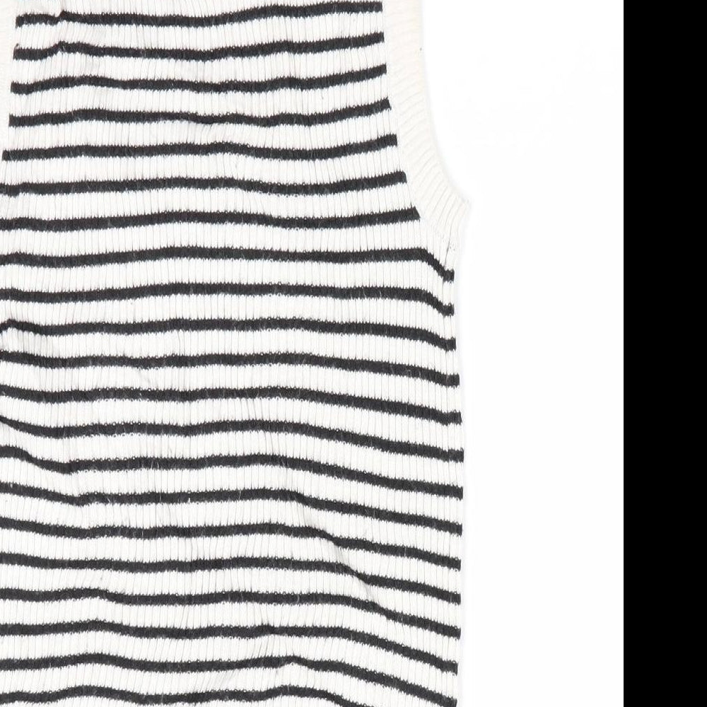 H&M Girls Black Striped  Tunic Jumper Size 9-10 Years