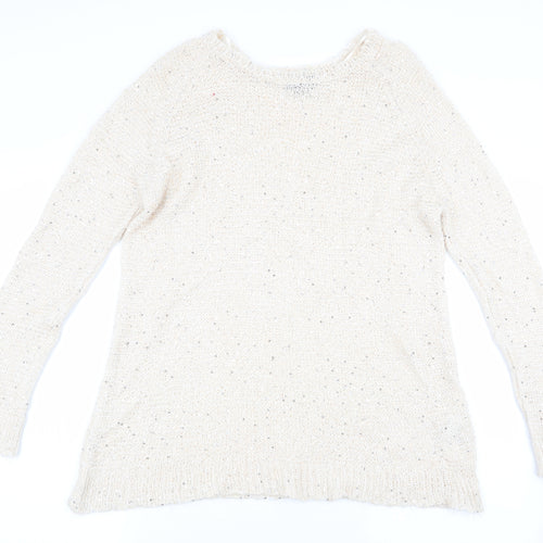 Topshop Womens Beige   Pullover Jumper Size 8  - Sequins all over