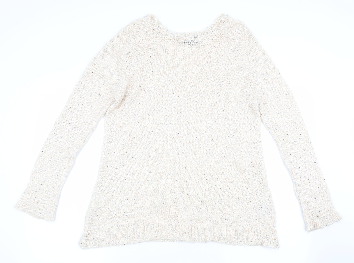 Topshop Womens Beige   Pullover Jumper Size 8  - Sequins all over