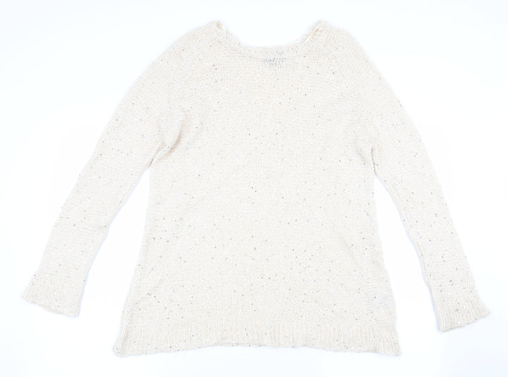 Topshop Womens Beige   Pullover Jumper Size 8  - Sequins all over