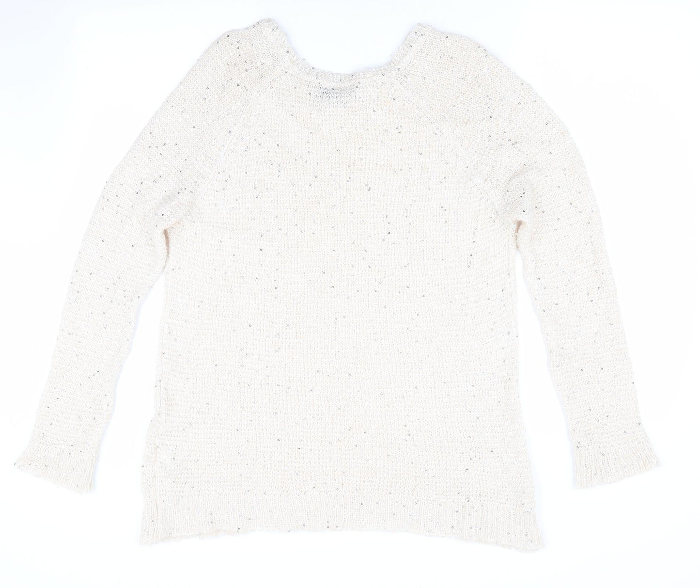 Topshop Womens Beige   Pullover Jumper Size 8  - Sequins all over