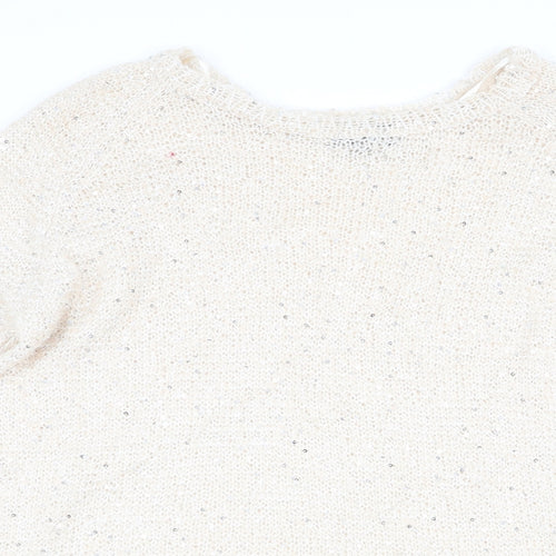 Topshop Womens Beige   Pullover Jumper Size 8  - Sequins all over