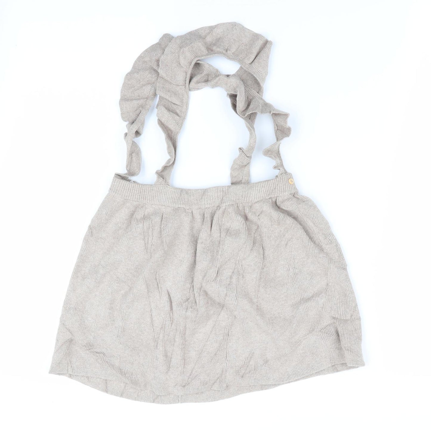 H&M Girls Beige   Pinafore/Dungaree Dress  Size 3-4 Years  - Knitted style pinafore