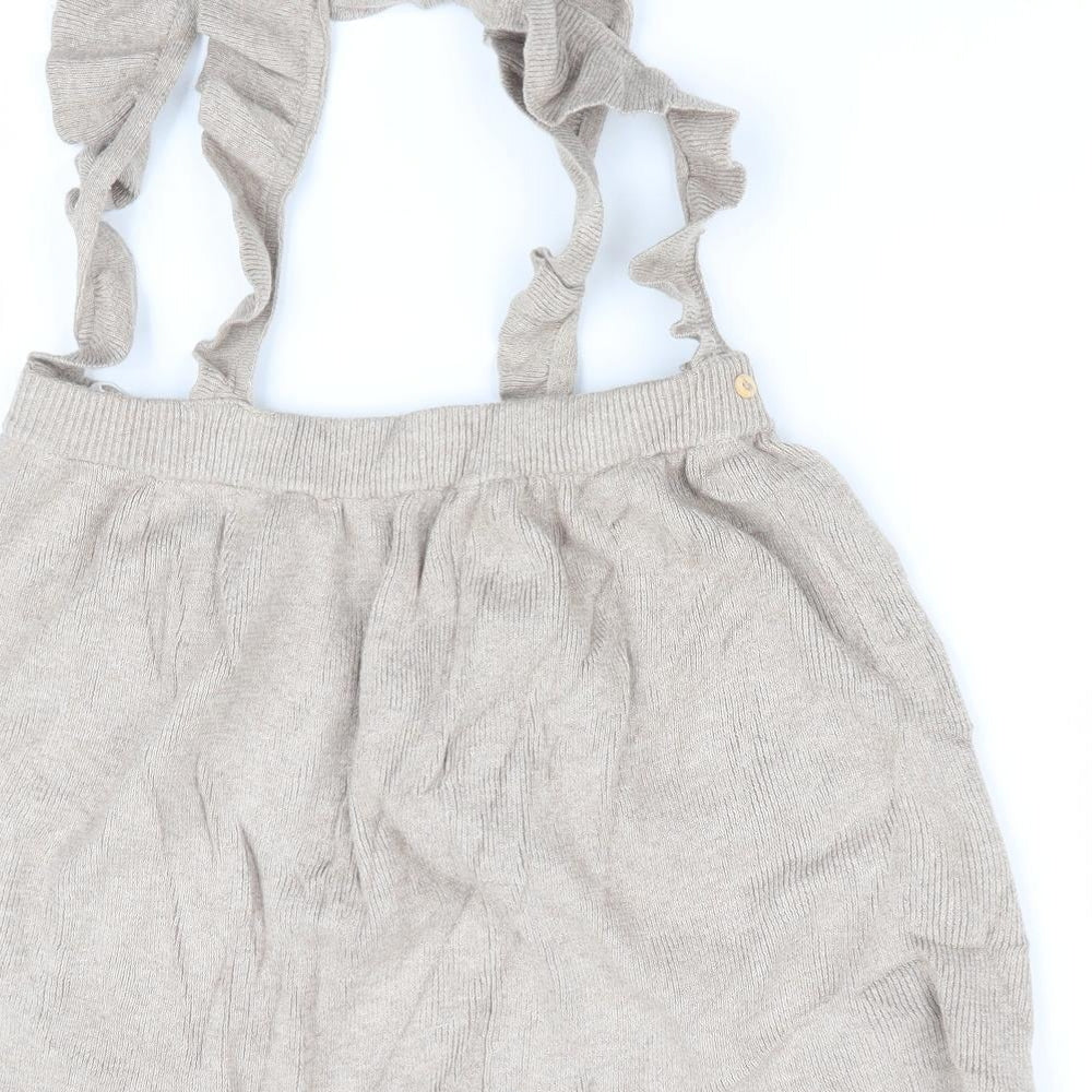 H&M Girls Beige   Pinafore/Dungaree Dress  Size 3-4 Years  - Knitted style pinafore
