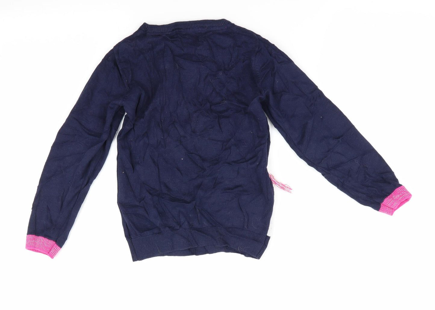 Marks and Spencer Girls Blue Animal Print  Pullover Jumper Size 5-6 Years  - Unicorn