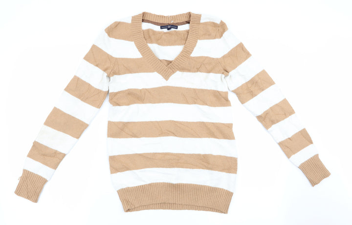 Gap Womens Beige Striped Pullover Jumper Size S
