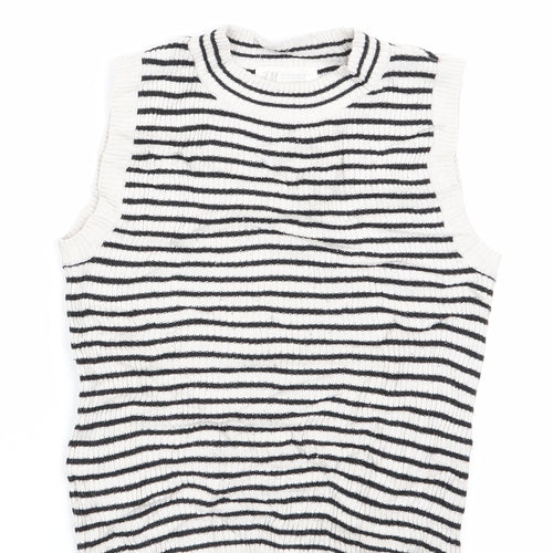 H&M Girls Black Striped  Vest Jumper Size 9-10 Years