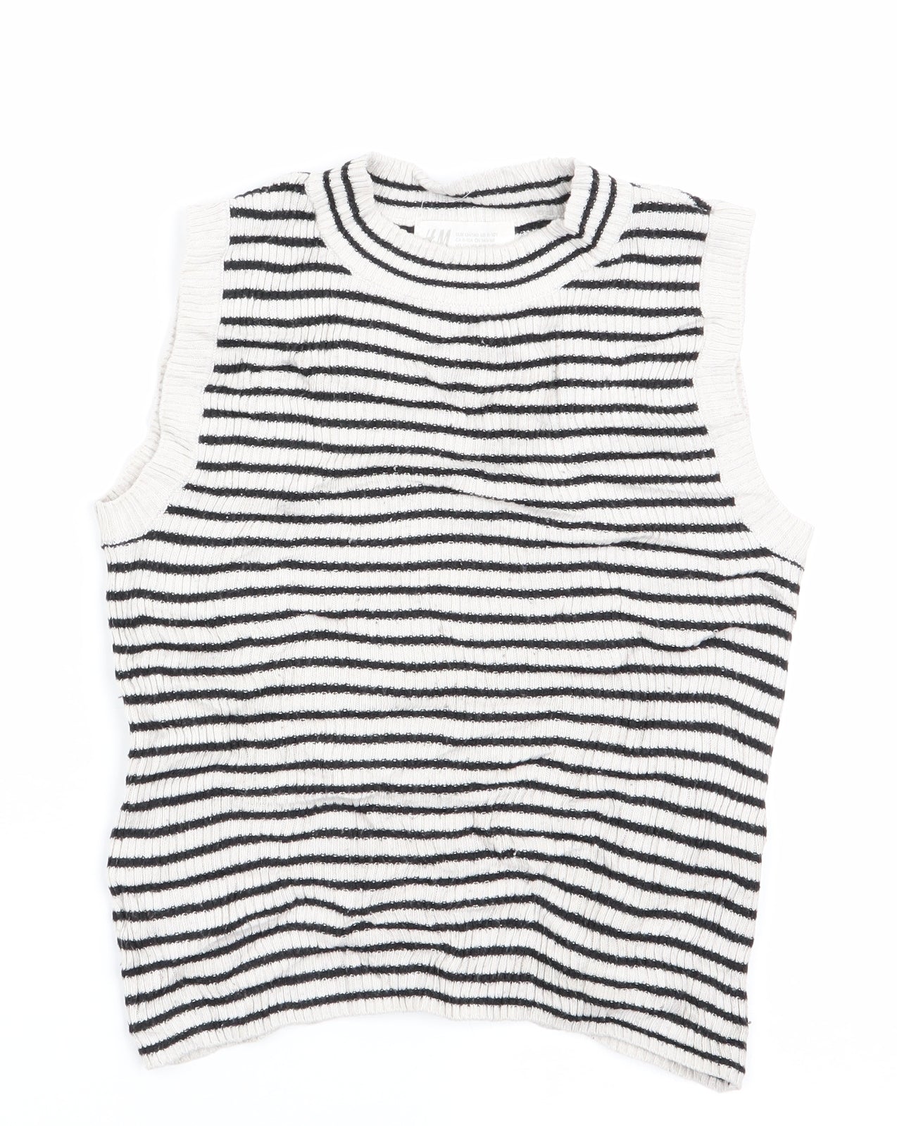 H&M Girls Black Striped  Vest Jumper Size 9-10 Years