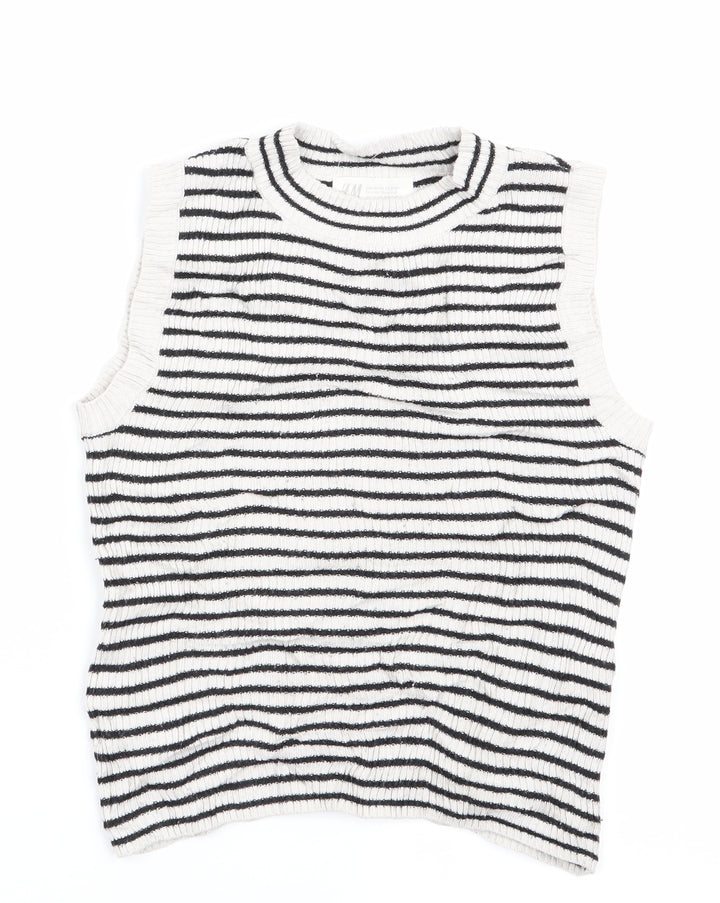 H&M Girls Black Striped  Vest Jumper Size 9-10 Years