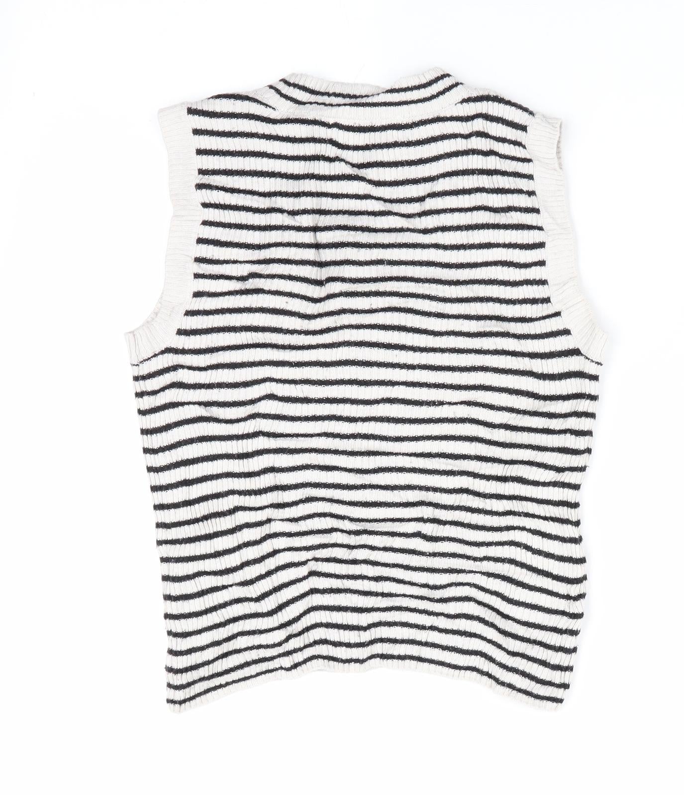 H&M Girls Black Striped  Vest Jumper Size 9-10 Years