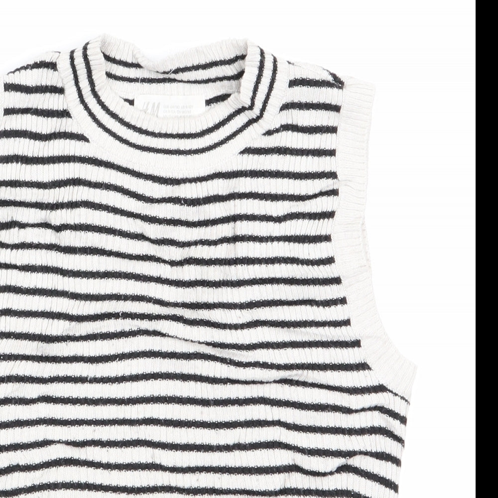 H&M Girls Black Striped  Vest Jumper Size 9-10 Years