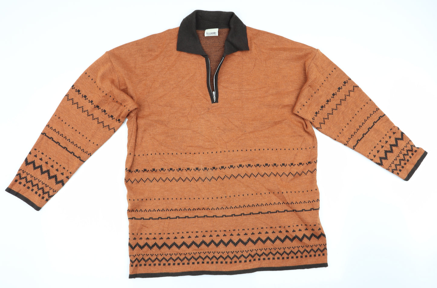 Lecomte Womens Orange Geometric  Pullover Jumper Size 14