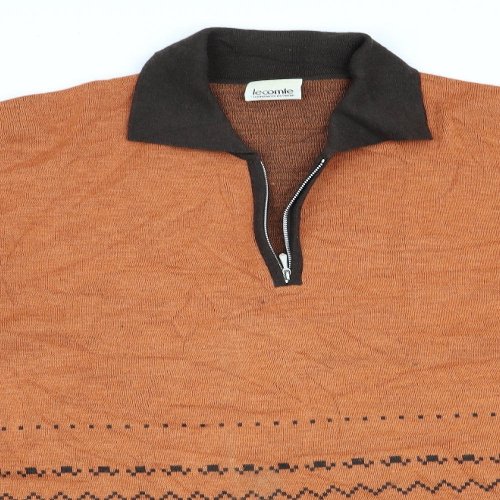 Lecomte Womens Orange Geometric  Pullover Jumper Size 14