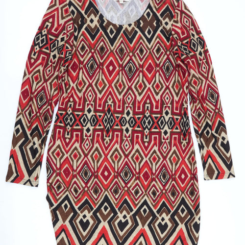Nabella Womens Orange Geometric  Jumper Dress  Size M