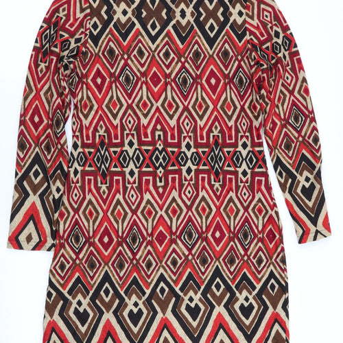 Nabella Womens Orange Geometric  Jumper Dress  Size M