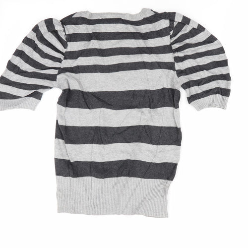 New Look Womens Grey Striped  Pullover Jumper Size 14