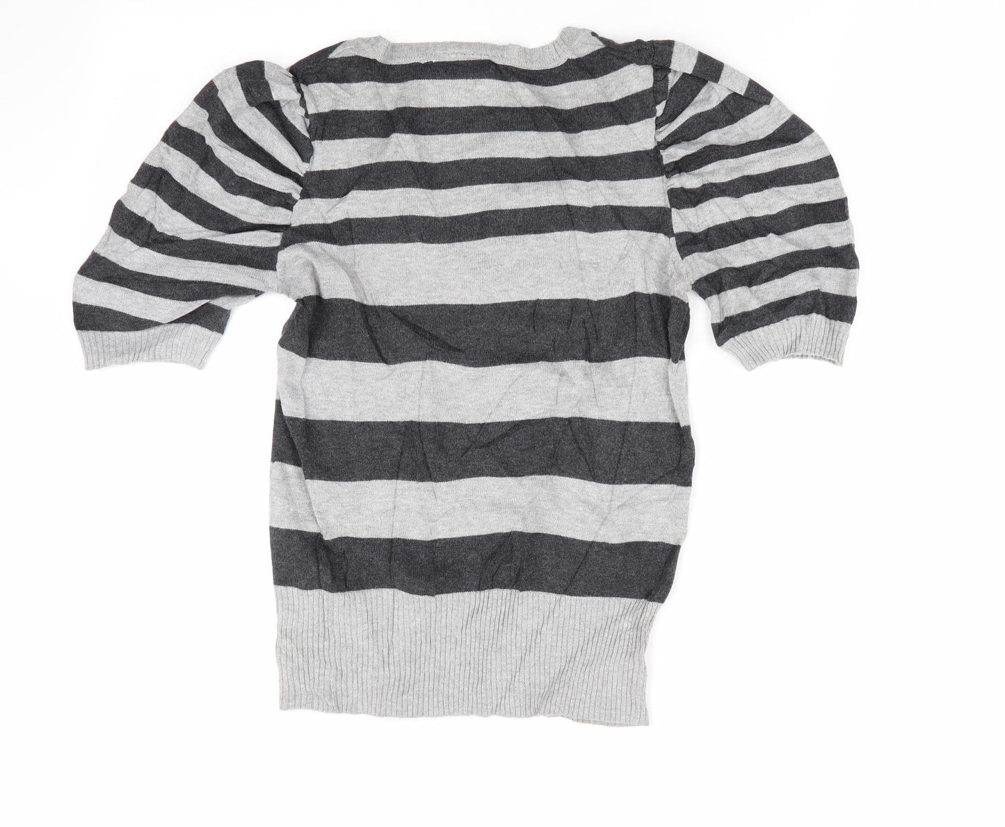 New Look Womens Grey Striped  Pullover Jumper Size 14
