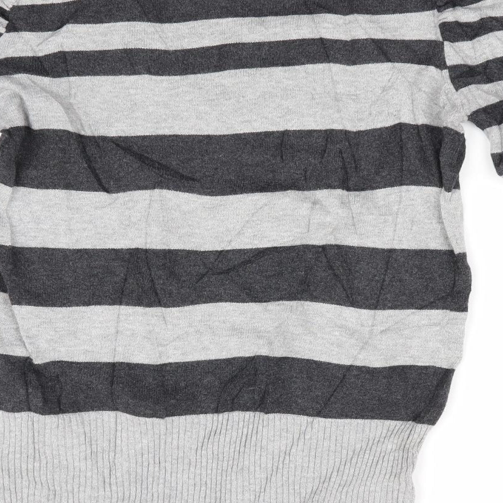 New Look Womens Grey Striped  Pullover Jumper Size 14