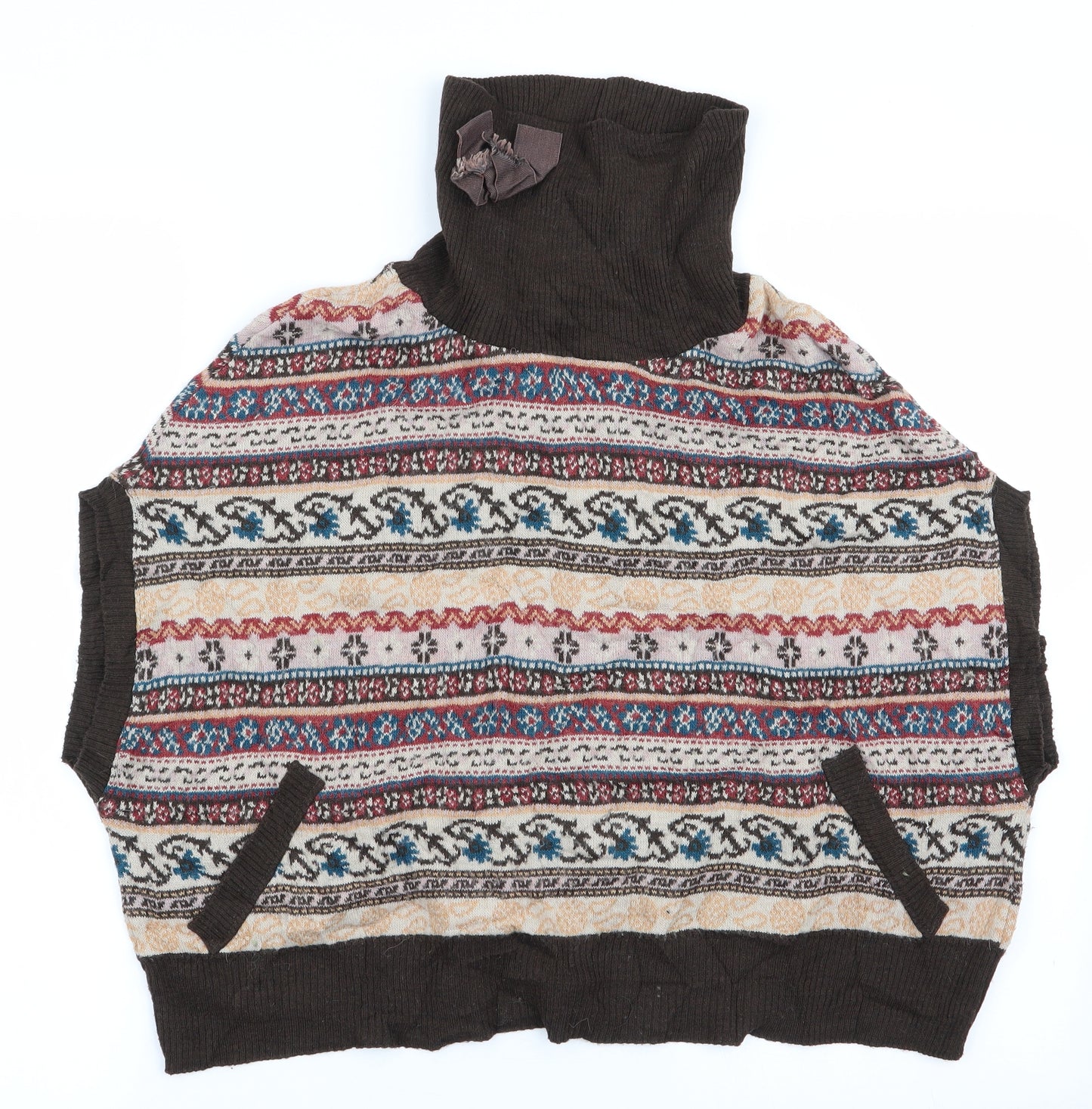 Nadine Womens Brown Floral  Vest Jumper Size S