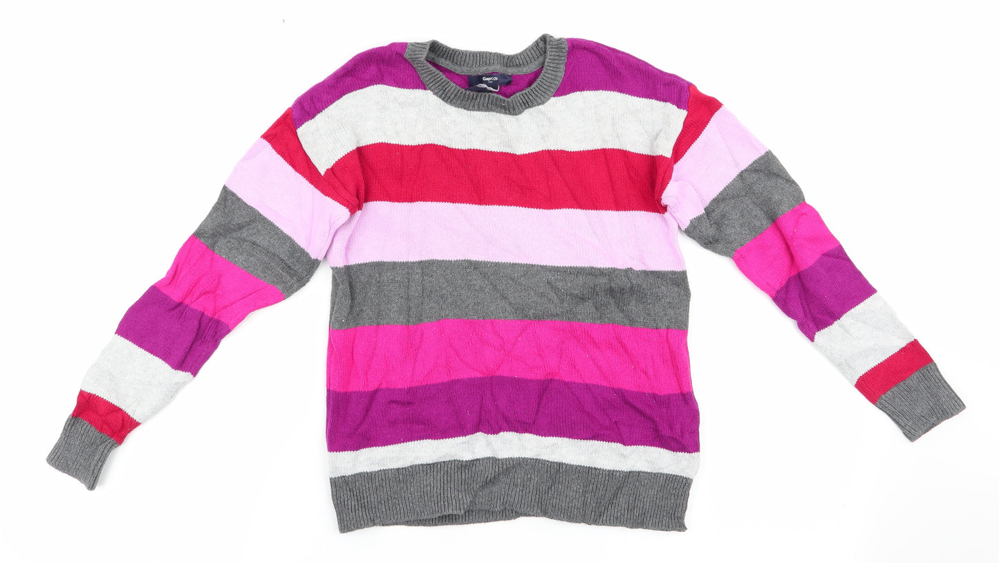 Gap Girls Pink Striped  Pullover Jumper Size 8-9 Years